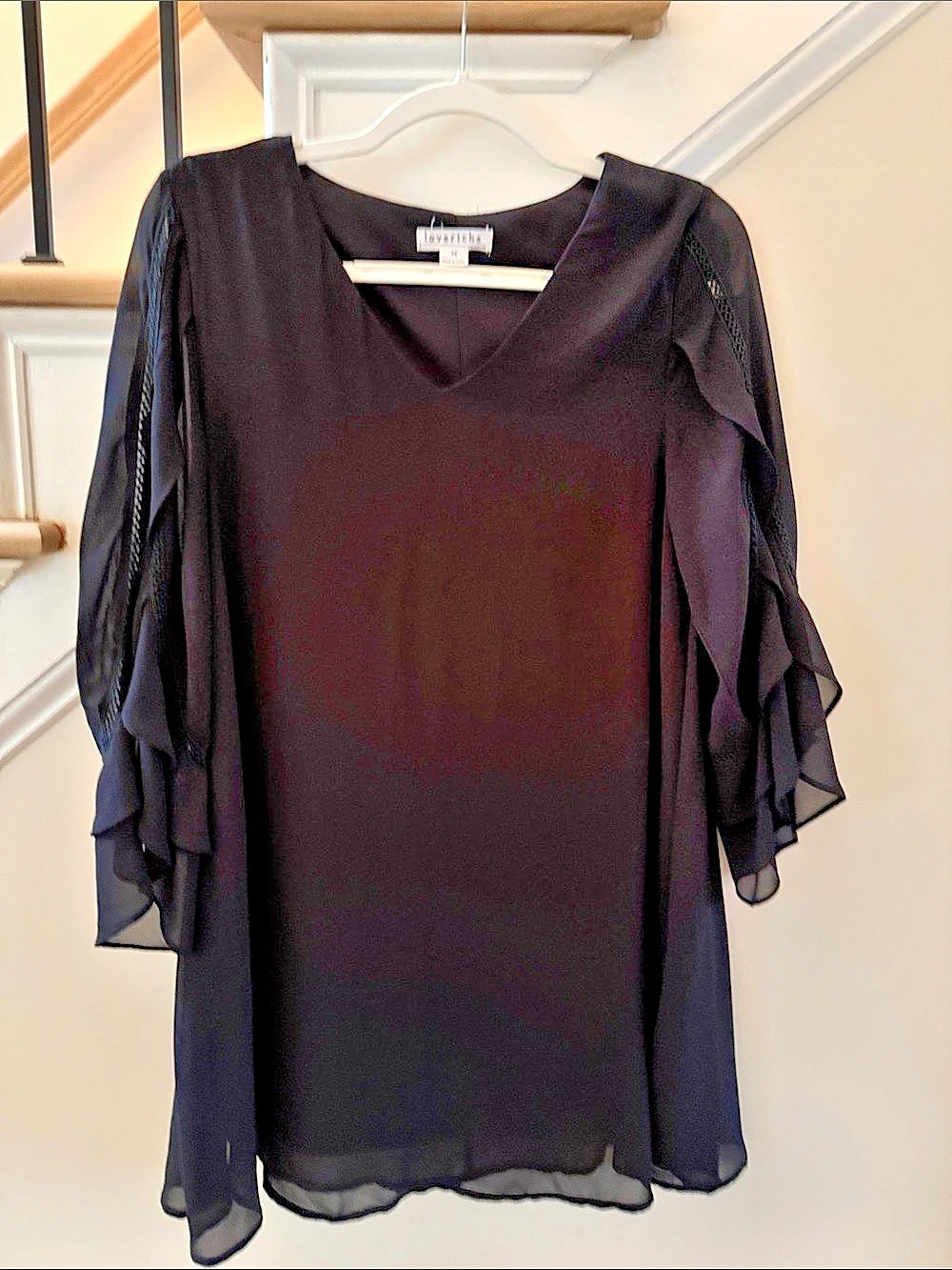 loveriche Black Ruffle Sleeve Mini Dress Size Medium Like New